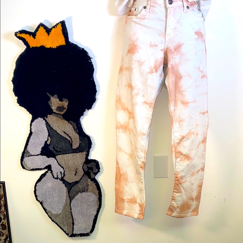 Jessica Simpson Pink and White Low Rise Jeans with Distressed Look